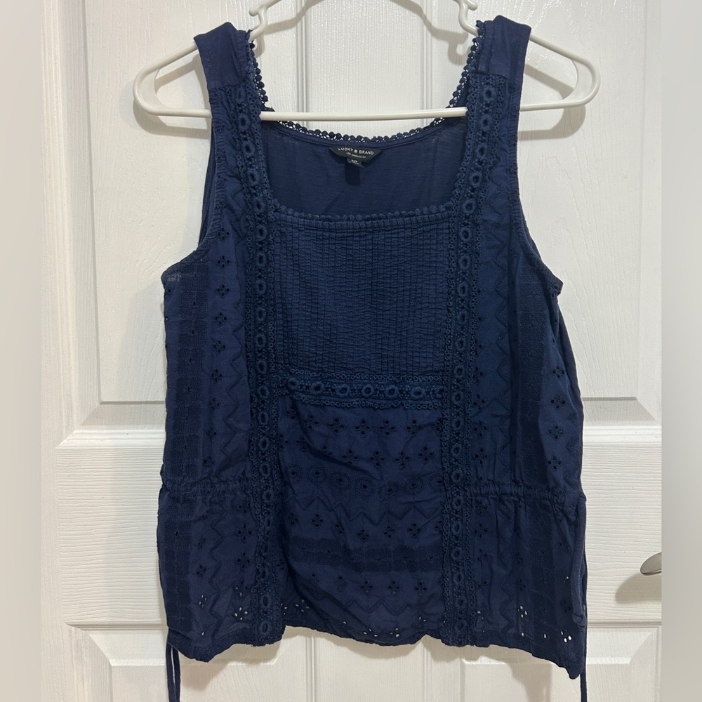 Women’s S Lucky Brand Navy Eyelet Tank